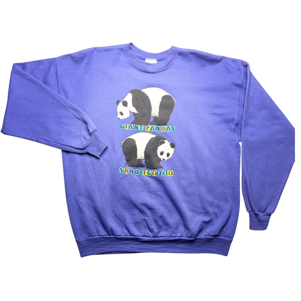 Vintage 90s San Diego Zoo Giant Panda Crewneck Sweatshirt Purple Graphic